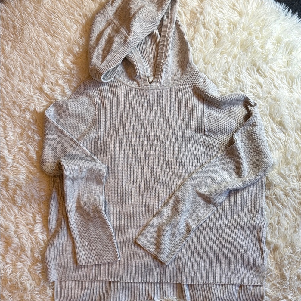 Athleta Light Gray/Silver Hooded Sweater